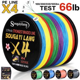 Braid Line Sougayilang Braided Line 4X 100~1000m Japanese Fishing Line Drag 18~66LB Multifilament PE Line for Saltwater Sea Fishing 231201