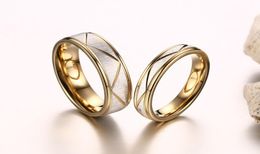 2019 fashion Gold Colour 316L Stainless steel wedding rings High quality couple jewellery anel feminino bague homme US size 5121257489