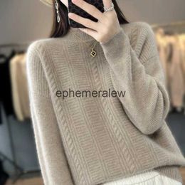 Women's Sweaters Erdos Women Pure Cashmere Turtlene Sweater i Loose Cable Knit Pullover Mongolian Winter Warmephemeralew