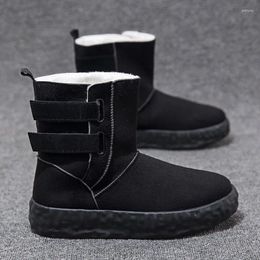 Boots Men's Black Korean Cotton Shoes Winter Plush Insulation High Top Snow Cold Resistant Wear-resistant Flats Casual