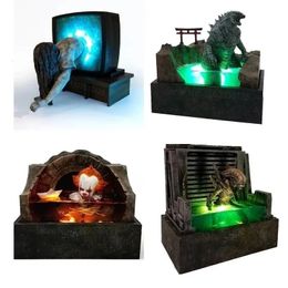 Decorative Objects Figurines Horror Movie Sculpture Illuminated 3D Model Resin Craft Home Party Decor Statue Decorations Collection Gifts 231130