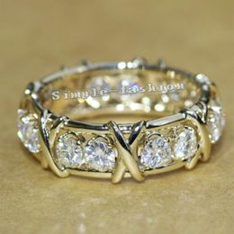 choucong Luxury Jewellery 3mm Stone Diamond S925 Silver Filled Engagement Wedding Band Ring For Women Gift259F