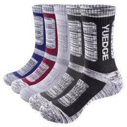 Sports Socks YUEDGE Mens Moisture Wicking Cushioned Thick Sports Athletic Crew Socks Mid Calf Walking Hiking Socks for Men Size 37-44/44-EU 231201