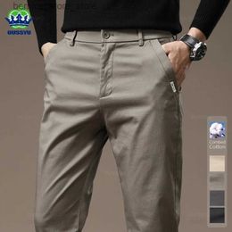 Men's Pants New High Quality Combed Cotton Casual Pants Men Thick Solid color Business Fashion Straight Fit Chinos Gray Brand Trousers Male Q231201