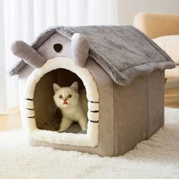 kennels pens Soft Cat Winter House Dog Cat Bed Foldable Cushion Pet Sleepping Bed Enclosed Pet Tent Pet House Pet Bed Portable Travel Nest 231130