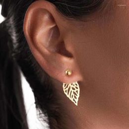Stud Earrings Vintage Creative Hollow Leaf For Women Girls Korean Simple Gold Color Geometric Flower Statement Jewelry