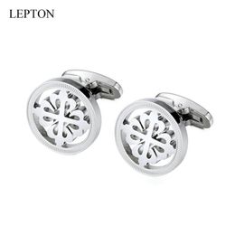 Silver Color Cufflinks Lepton Stainless Steel Round Cufflink for Mens Wedding Business Cuffl Links Gemelos 211216264e