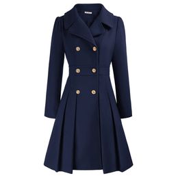 Women's Jackets GRACE KARIN Women's Trench Coat Notch Lapel Double Breasted Thick A Line Wool Pea Coats Jacket With Pockets Above Knee Overcoat 231201