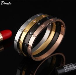 Donia Jewellery luxury bangle European and American fashion classic love ten diamond titanium steel microinlaid zircon designer gif6476290