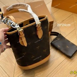 7A luxury real leather bag women handbag designer bags large capacity bucket totebag womens shoulder bag classic old flower tote fashion bags with box