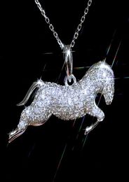 Women Rhinestone Horse Pendant Necklace Bling Bling Crystal Animal Horse Clavicle Chain Necklace for Gift Party3466541