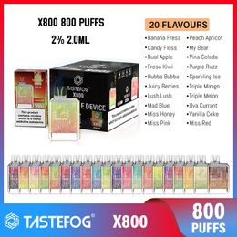 NEW Arrival Tastefog 800 Puffs Disposable Vape X800 Crystal Vape LED Flash E Cigarette