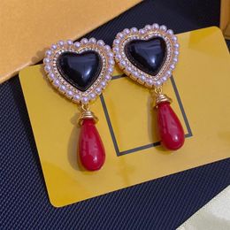 Designer Stud For Women Mens Jewelry Gold Earring Retro Heart Water Droplets Hoop F Earring Designers Wedding Ear Studs Pendants H312G