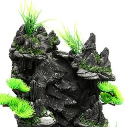 Coral 95AA Aquarium Sand Waterfall Mountain Tree View Fish Tank Decorations Small Terrain Scenery Ornament for Reptile Habitat 231201