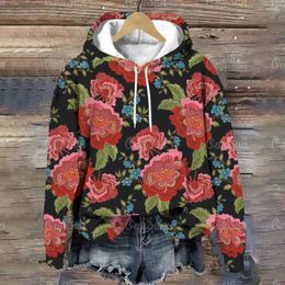 Women's Hoodies Autumn Women 3d Vintage Floral Print Sweatshirt Casual Classic Oversized Pullover Hoody Tops Female Clothing