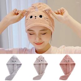 Towel Hair Drying Hat Cartoon Pattern Fixation Button Design Water Absorbent Wrap Household Accessories