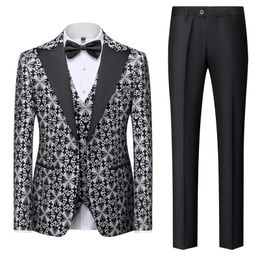 Men's Suits Blazers Blazer Vest Pants Boutique Fashion Printing Casual Formal Office Business Tuxedo Groom Wedding Dress Party 5XL 231202