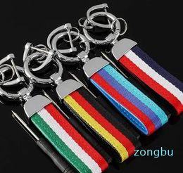 Keychains German Italian British Treasure Model Flag Tricolour Ribbon Car Metal Key Chain Bag Pendant
