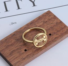 Top New Autumn Brass Material English Letters Geometric round Exquisite Split All-Match Simple Jewellery Ring