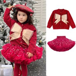 Clothing Sets Girls Children Princess Christmas Clothes Suit Kids Baby Sweater and TUTU Dress Birthday Years 231202