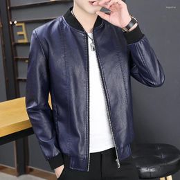 Men's Jackets Solid Colour 2023 Spring Autumn Casual Soft PU Leather Thin Faux Coat Slim Fit Tops For Man Biker Clothing