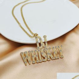 Pendant Necklaces Pendant Necklaces Crystal Big Letters Necklace For Women Men Custom Jewelry Name Numbers Personalized With Zirconia Dhzlm