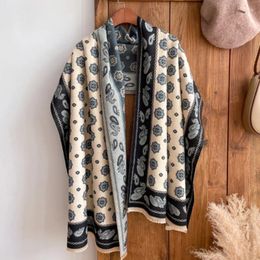 Scarves Cashmere Poncho Scarf Women Thick Warm Blanket Shawl Wraps Fashion Print 2023 Design Travel Pahsmina Bufanda Stoles Echarpe