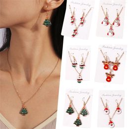 Necklace Earrings Set Santa Christmas Jewelry Wand Tree Snowman Earring