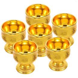 Disposable Cups Straws 6 Pcs Offering Container Gold Decor White Glass Smudge Bowl Supplies Water Cup Plastic Smudging