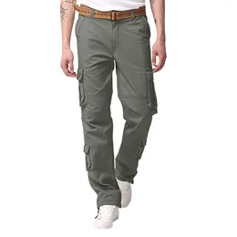 Men's Pants Mens Loose Casual Multi Pocket Straight Solid Color Outdoor Overalls Trousers Sportswear Outfits Sweatpants