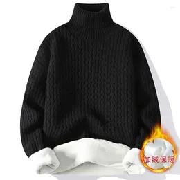 Men's Sweaters Winter Fleece Turtleneck Sweater Men Warm Knit Pullovers Mens Casual Knitted Solid Colour Knitwear Man