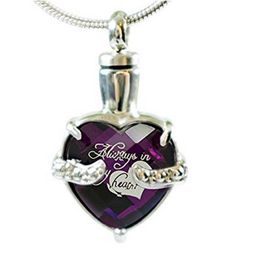 Cremation Urn Necklace for Ashes Always in my Heart Engraved Bereavement Jewellery with Fill Kit and Velvet Bag253x