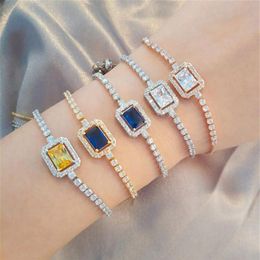 Choucong Brand Simple Fashion Jewelry Ins Wedding Bracelets 18K Rose Gold Fill White Princess Cut 5A Cubic Zircon Adjustable Women3072