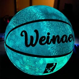 Wrist Support Night light fluorescent Basketball Size 7 youth basketball birthday gift hygroscopic street ball lighting 231202