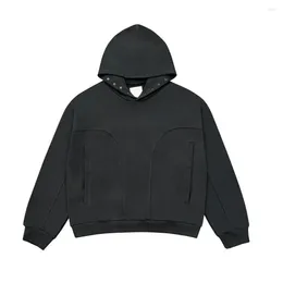 Men's Hoodies Solid Colour American High Street Loose Sweatshirt Hoodie Casual Pure Cotton Trendy Hooded Sweater For Men