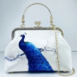 Evening Bags Luxury Designer Evening Shell Bag Peacock Printing Crossbody for Women Handbags 2023 Chain Messenger 231201