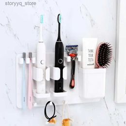 Toothbrush Holders Wall-mounted Items Toothpaste Toilet Toothbrush Perforation-free Rack Storage Toothbrush Electric Comb Bathroom Razor Holder Q231202