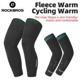 Arm Leg Warmers ROCKBROS Cycling Arm Leg Sleeves Windproof Sports Warmers Sleeves Knee Braces Men Women Autumn Winter Warmth Cycling Equipment 231201