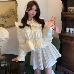 Women's Trench Coats Cotton Jacket Original Style Solid Colour Diamond Grid Medium Length Reduced Age Doll Neck Student Winter Loose Fitting