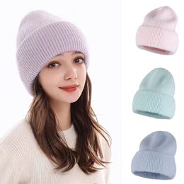 BeanieSkull Caps Selling Winter Hat Real Rabbit Fur Hats For Women Fashion Warm Beanie Solid Adult Cover Head Cap 231201