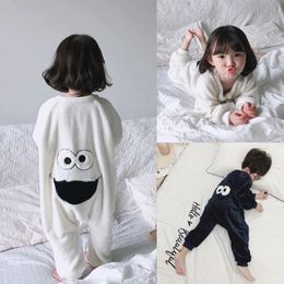 Pyjamas Onesie Kids Baby Boys Girls Pyjamas Children Winter Long Sleeve Flannel Animal Sleepwear Cartoon Big Eyes Sleeping Bag Robe 231202