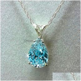 Pendant Necklaces Water Drop Cubic Zirconia Crystal Womens Necklace Simple And Elegant Female Accessories Gift Wedding Jewellery Drop De Dh8Yg