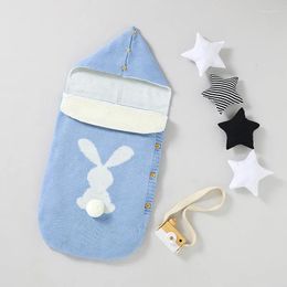 Blankets Baby Sleeping Bag Knitted Born Boys Girls Sleep Sack Cute 3D Cartoon Pom Infant Stroller Warp Swaddling Gown 0-6M