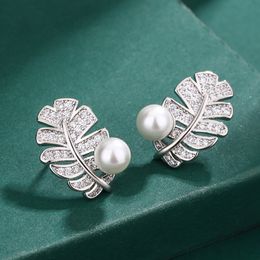 S925 sterling silver luxury pearl earrings pendant necklace Jewellery women girls shining crystal feather designer earings earring necklaces ear rings