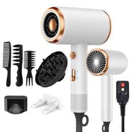 Hair Dryers Professional Dryer 1800W Powerful Ionic Hairdryer with Diffuser Blow 2 Speeds 3 Heating and Cool Button for Wom 231201