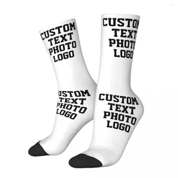 Men's Socks Custom With Logo Picture Text Po Personalised Gifts For Men Women Friends Warm High Quality All Seasons