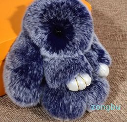 Frost style Rex Furs Rabbit Plush Toys Key Ring Keychain Pendant Bag Car Charm Tag Cute Mini Toy Doll Real Fur
