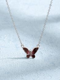 Pendants Butterfly Pendant Necklace With Wood Color Made Of Pure 925 Silver And Zircon Noble Romantic Style For Women's Dating Or Wedding