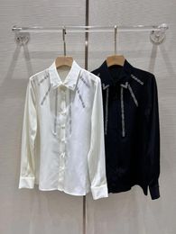 Women's Blouses 2023 Women Fashion Long Sleeve Sexy Casual Diamond Silk Shirt 0830