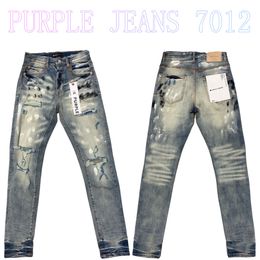 Mens Purple Jeans Designer Jeans Fashion Distressed Ripped Bikers Womens Denim cargo For Men Black Pants PU70012